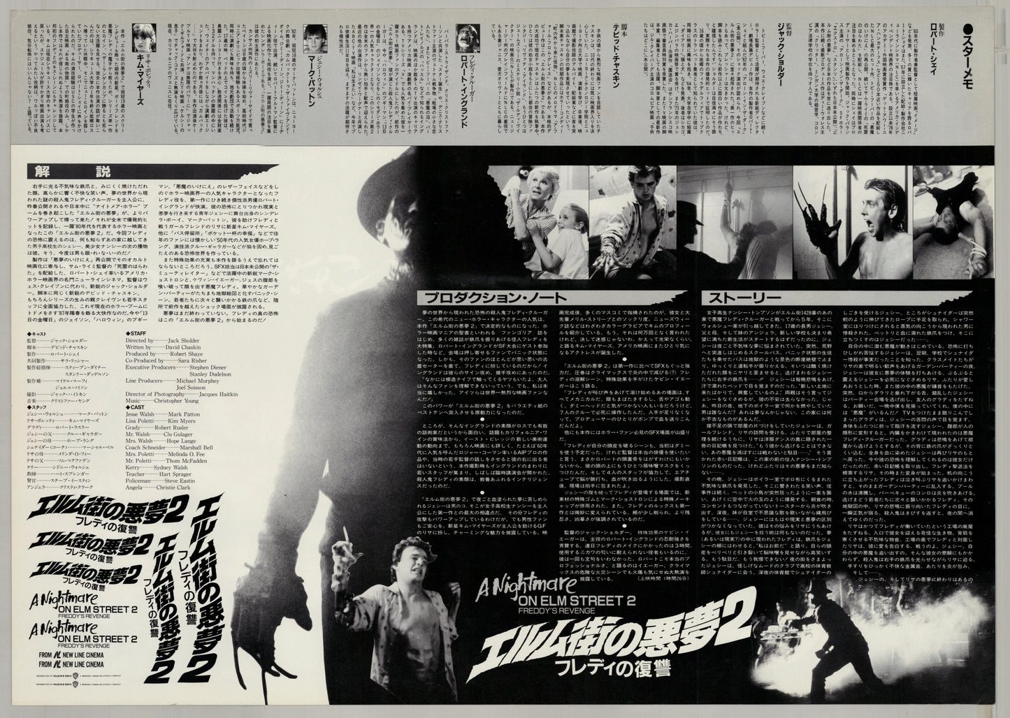 A Nightmare on Elm Street 2: Freddy's Revenge (1985) Original Japanese B3 Poster - Back