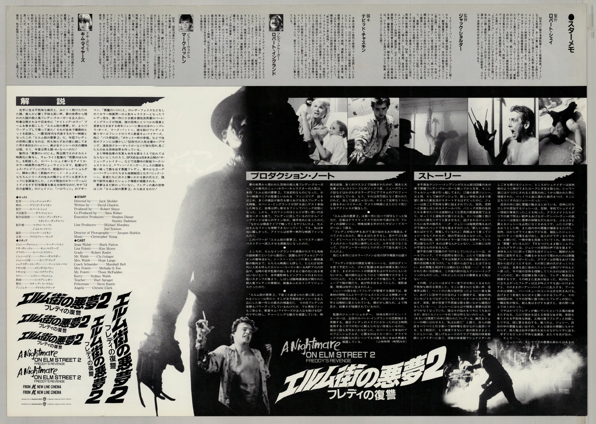 A Nightmare on Elm Street 2: Freddy's Revenge (1985) Original Japanese B3 Poster - Back