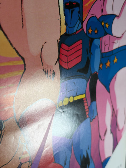 Kinnikuman: Big Riot! Justice Superhumans (1984) Original Japanese B2 Poster - Condition detail 1