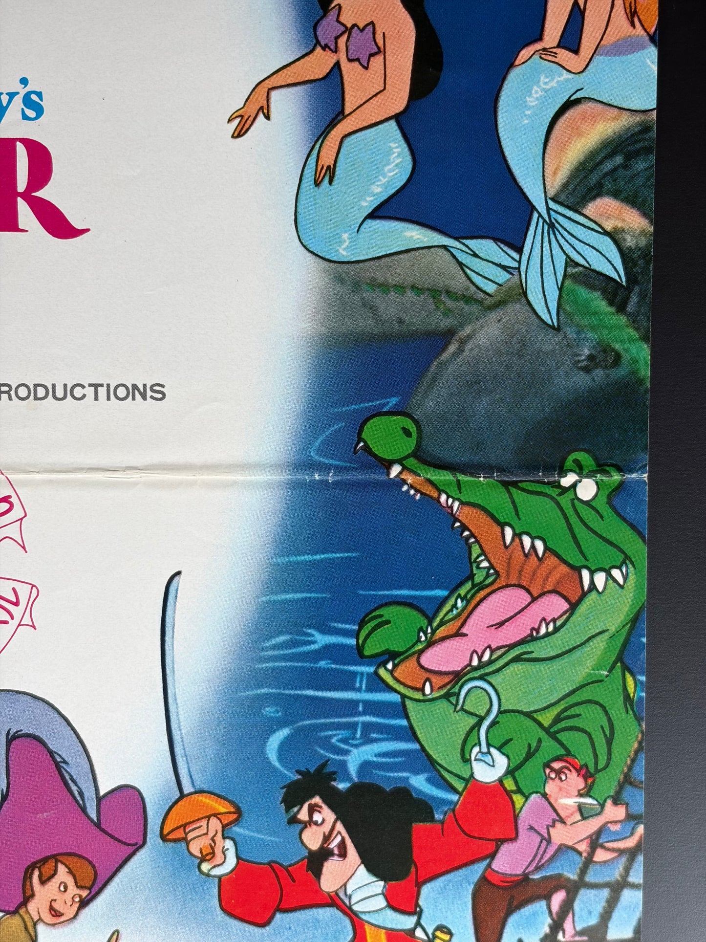 Peter Pan (1953) Original Japanese B2 Poster - 1976 Re-release - Condition detail 2