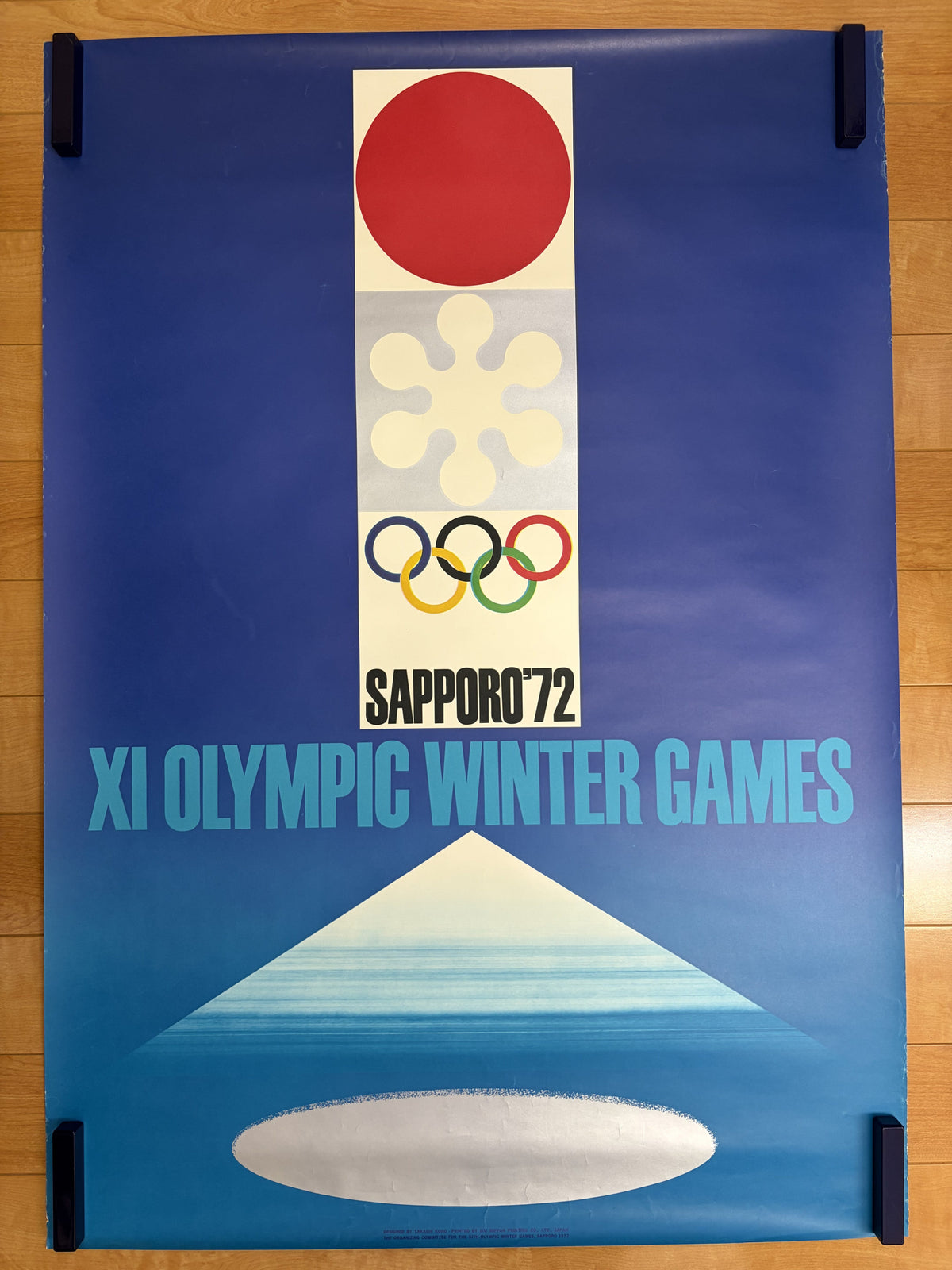 Sapporo 1972 Winter Olympics (1972) Original Japanese B1 Poster - Takashi Kono - Condition detail 11