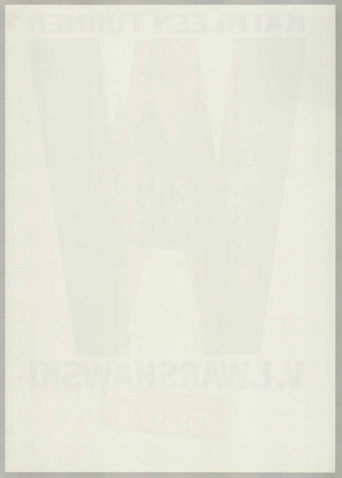 V.I. Warshawski (1991) Original Japanese B2 Poster - Back